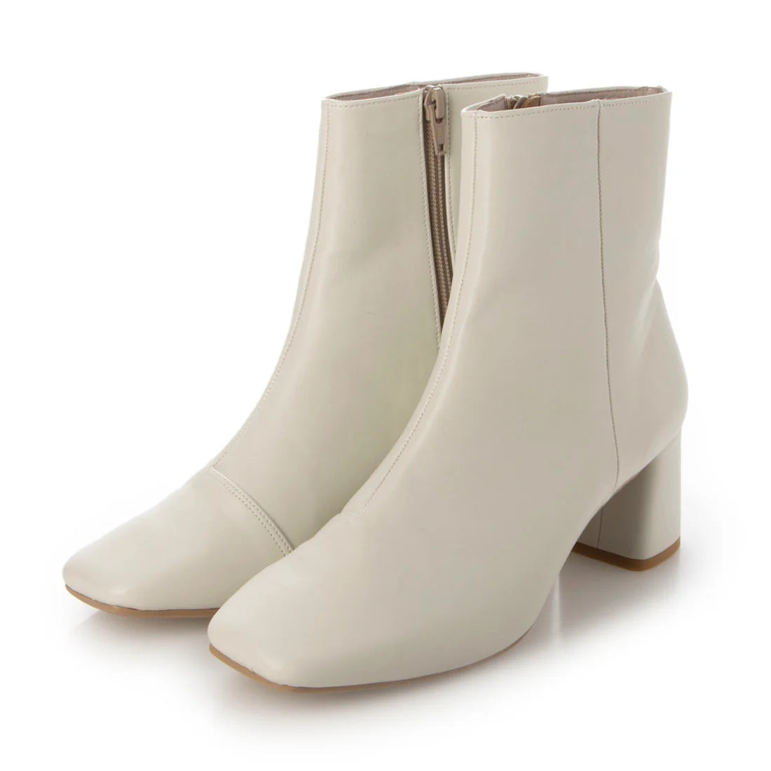 日本製[23AW]Launa lea方頭短靴(0542)(Ivory)（アイボリー）