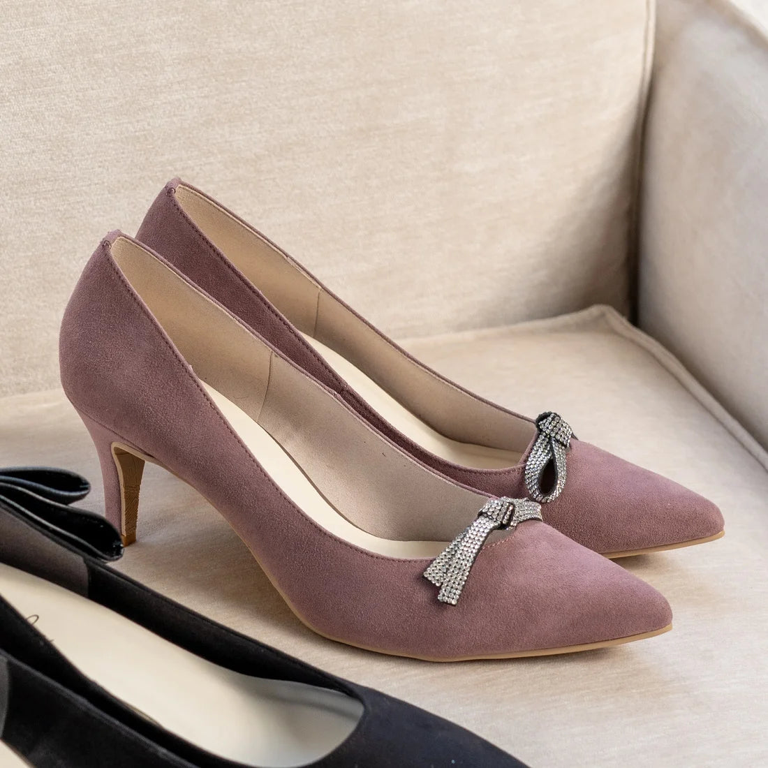 日本製 Launa lea Bijou 絲帶尖頭高跟鞋 (0531) (Mauve S)