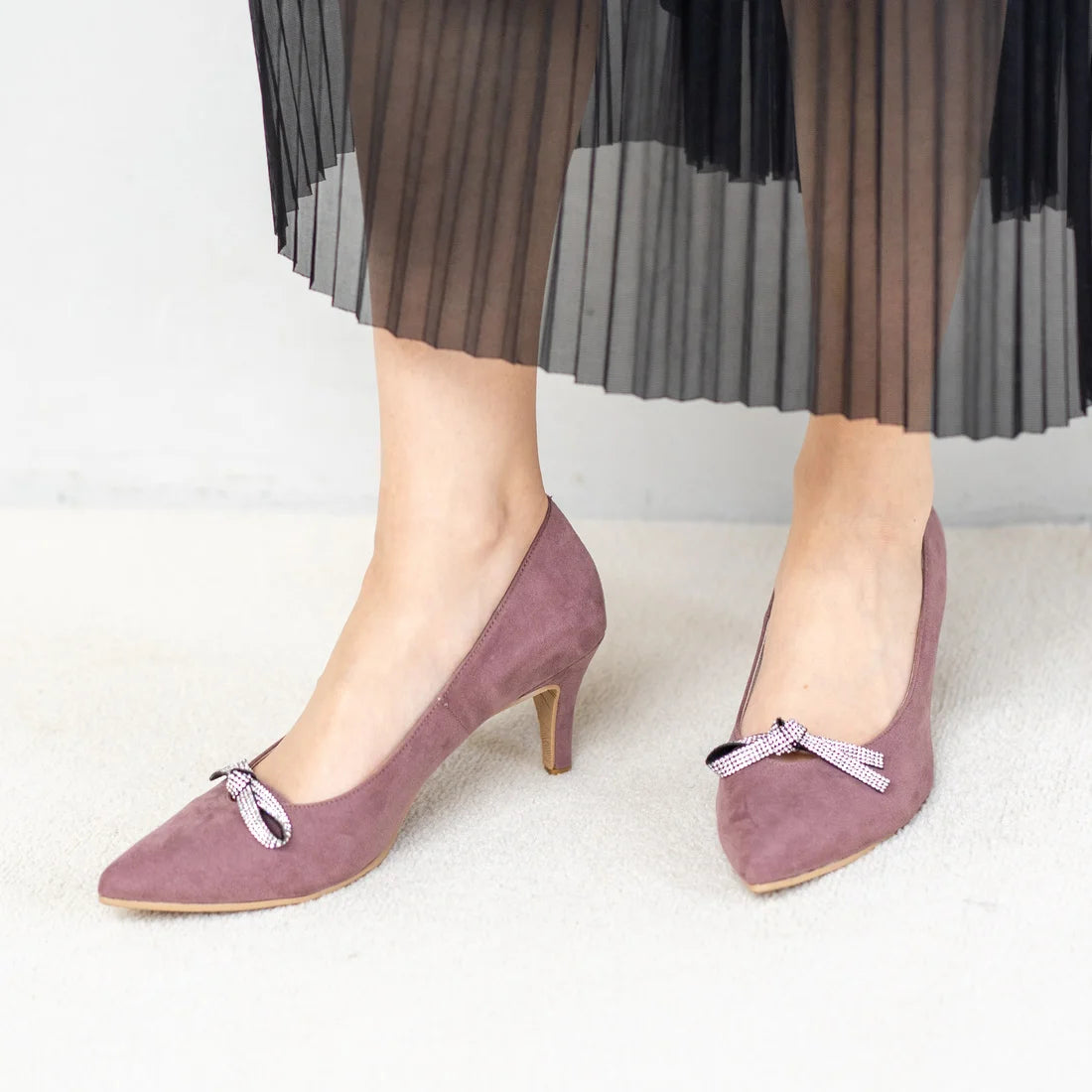 日本製 Launa lea Bijou 絲帶尖頭高跟鞋 (0531) (Mauve S)