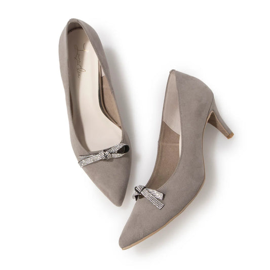 日本製 Launa lea Bijou 絲帶尖頭高跟鞋 (0531)（Grey S）