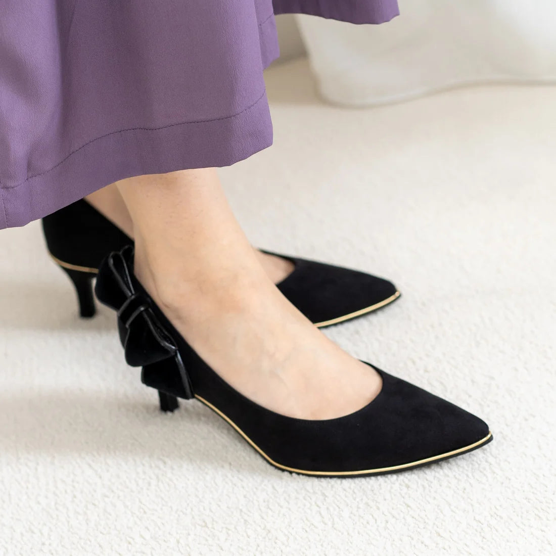 日本製[23AW] Launa lea Back 絲帶尖頭高跟鞋 (0532) (Black S)