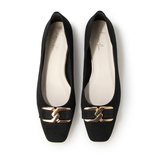 日本製 [23AW] Launa lea 金扣平跟高跟鞋 (0530) (Black S)