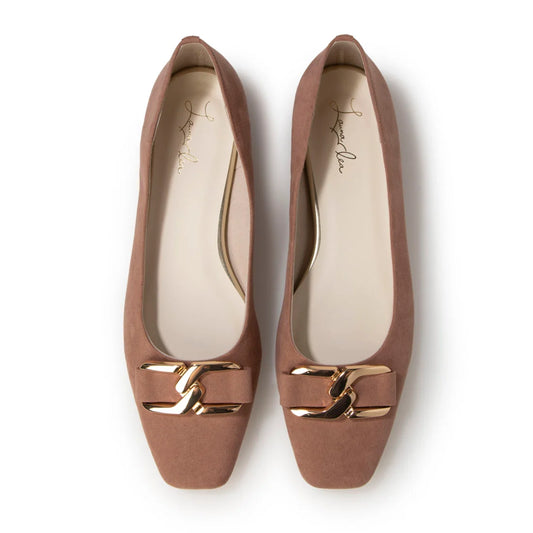 日本製 [23AW] Launa lea 金扣平底高跟鞋 (0530)(PK beige S)