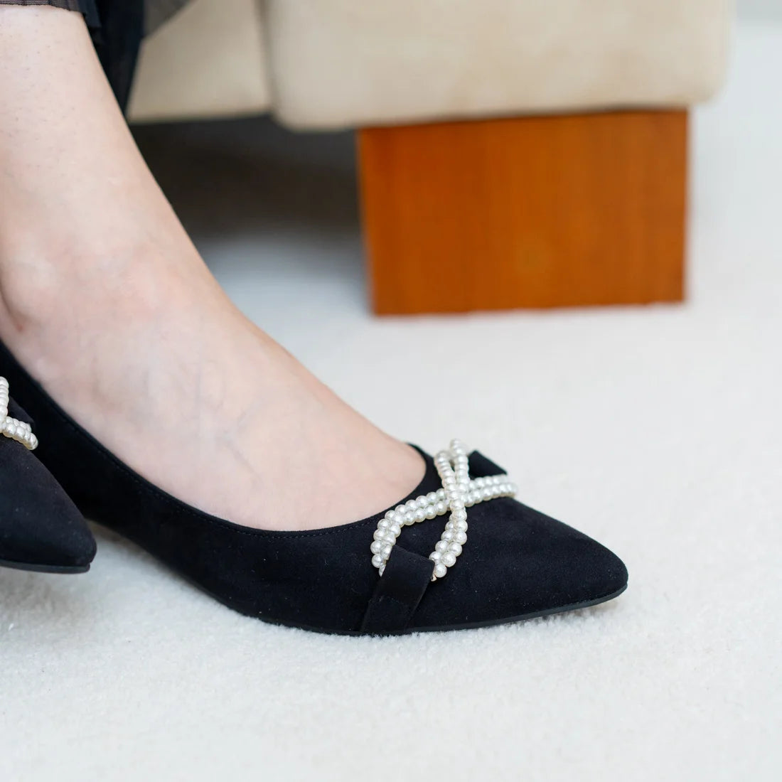 日本製 [23AW] Launa lea Bijou 絲帶尖頭高跟鞋 (0529) (Black S)