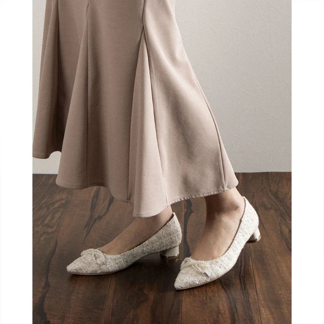日本製 [23AW] Launa lea Bijou 絲帶尖頭高跟鞋 (0529) (Mauve S)
