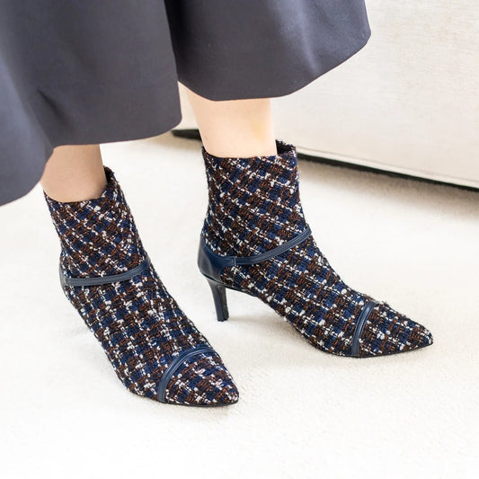 日本製[23AW] Launa lea 尖頭短靴 (0546) ( Navy Z/C)（ネイビーZ/C）
