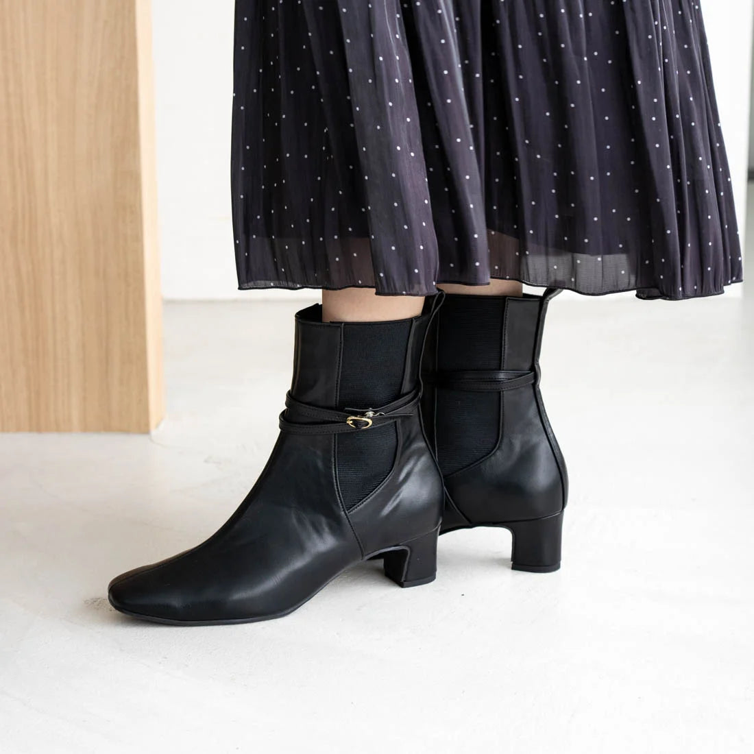 日本製Launa lea 2way細帶方頭短靴(0547)(Black)