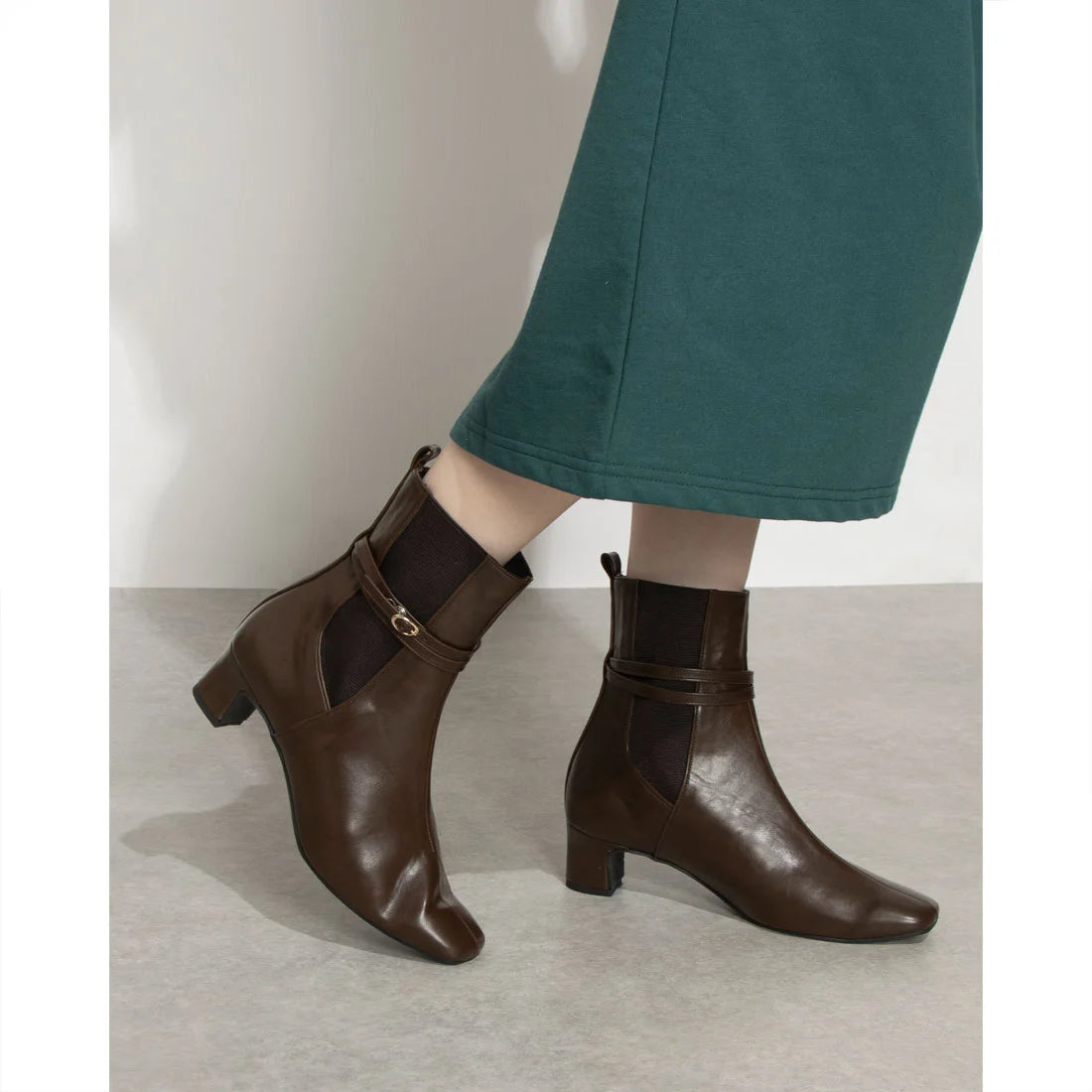日本製 Launa lea 2way 薄帶方頭短靴 (0547) (Brown)