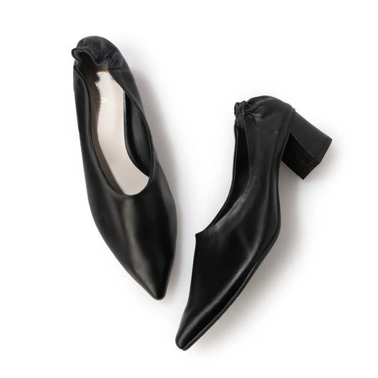 日本製 Launa lea 尖頭粗跟淺口鞋 (0540)（Black）