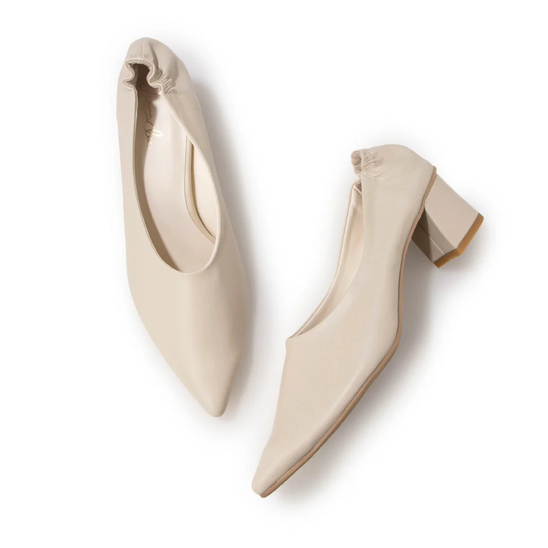 日本製[23AW] Launa lea 尖頭粗跟淺口鞋 (0540)（Ivory）