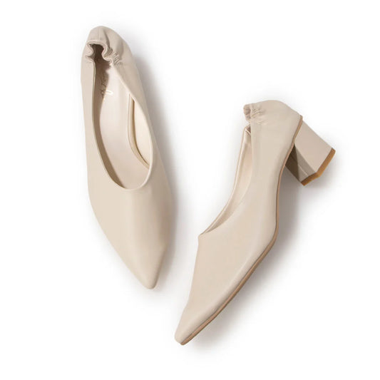 日本製[23AW] Launa lea 尖頭粗跟淺口鞋 (0540)（Ivory）