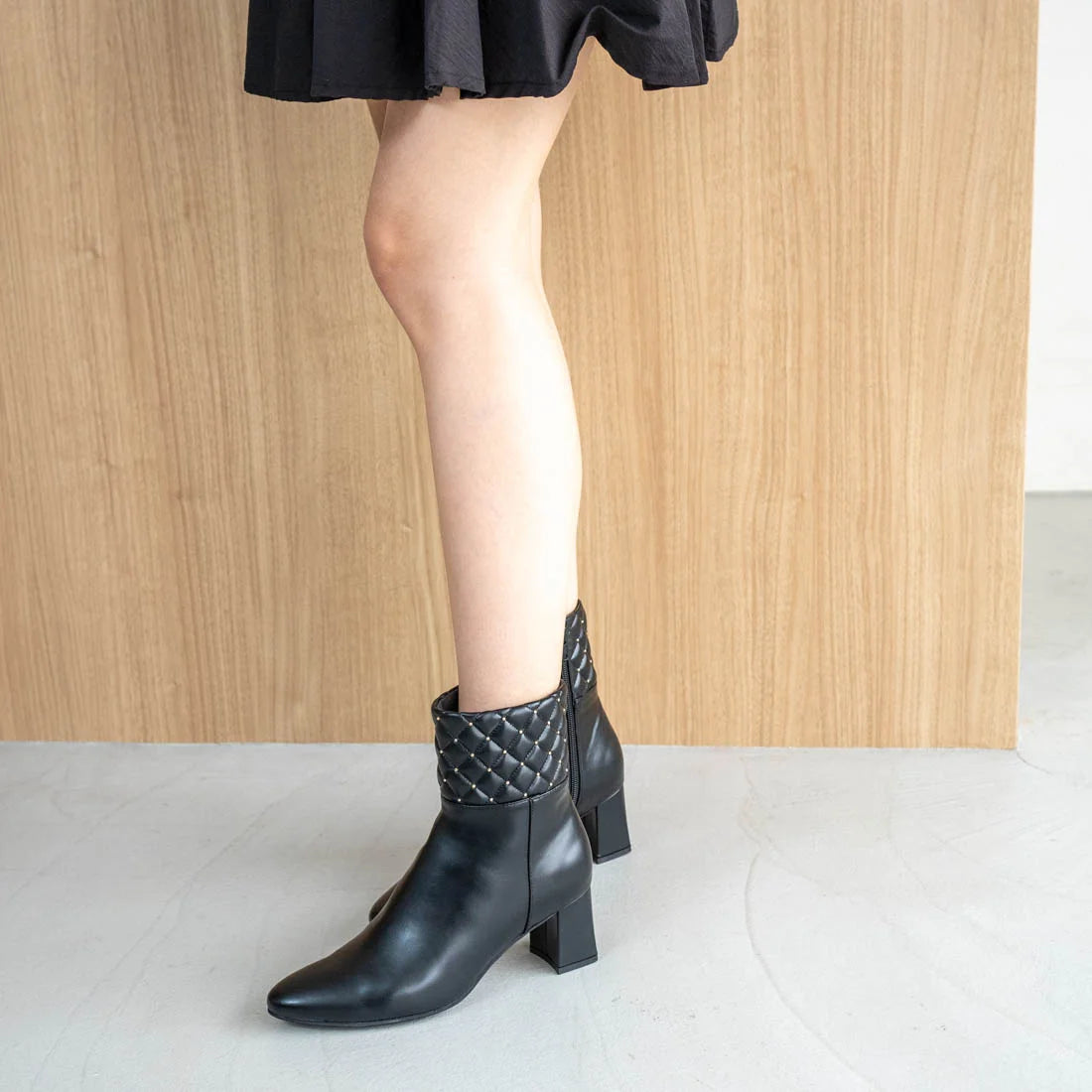 Launa lea 現貨 絎縫杏仁頭短靴 (S141) (Black)