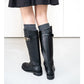 日本製Launa lea 細腰帶直筒長靴 (S142)(Black)（ブラック）