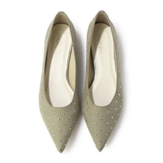 日本製[23AW]Launa lea 鉚釘尖頭高跟鞋 (0538)(Khaki S)（カーキS）