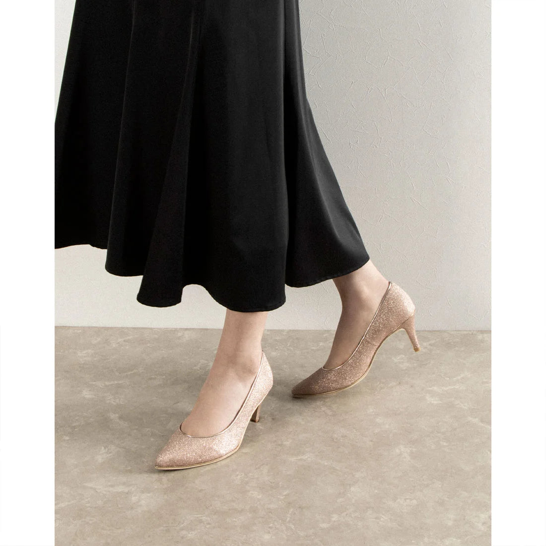 日本製 Launa Lea Rich 7cm Gold Line高跟鞋 (80001D) (米灰色 S / Greige S)