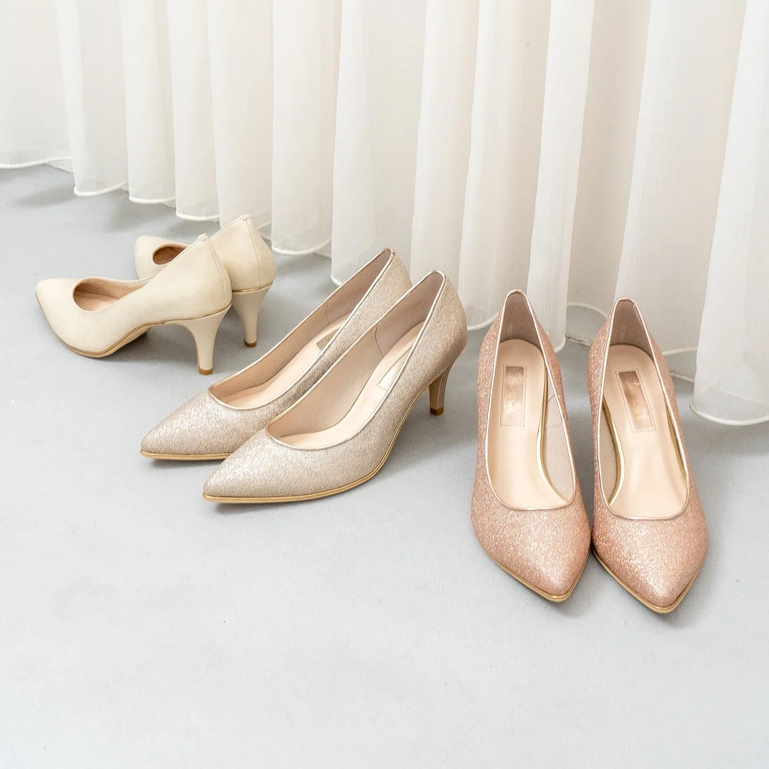 日本製 Launa Lea Rich 7cm Gold Line高跟鞋 (80001E) (白金色 Z / Platinum Z)