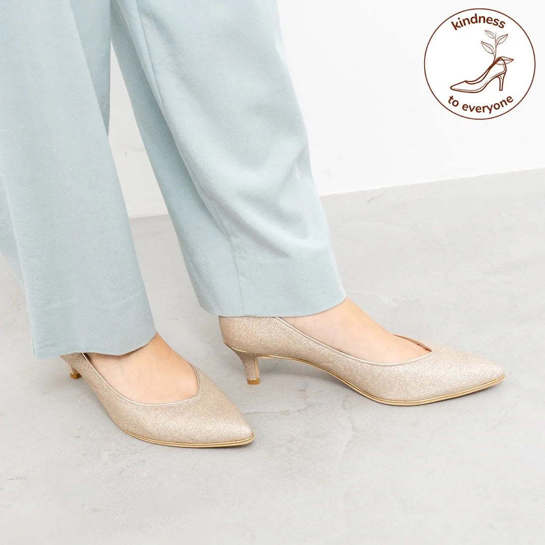 日本製 Launa Lea Rich 5cm Gold Line高跟鞋 (80009E)  (白金色 Z / Platinum Z)