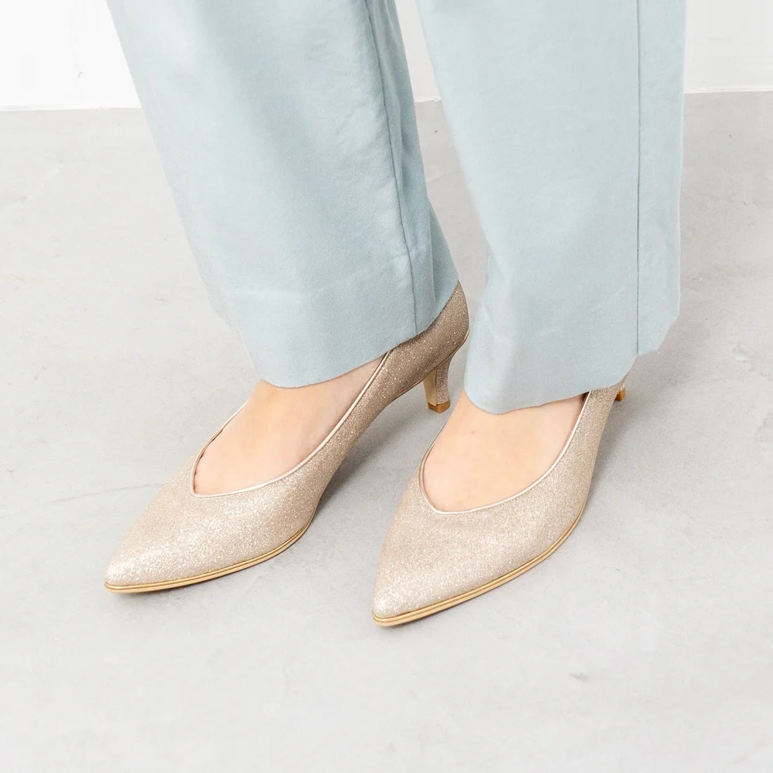 日本製 Launa Lea Rich 5cm Gold Line高跟鞋 (80009E)  (白金色 Z / Platinum Z)
