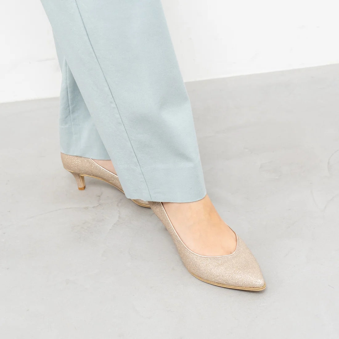 日本製 Launa Lea Rich 5cm Gold Line高跟鞋 (80009E)  (白金色 Z / Platinum Z)