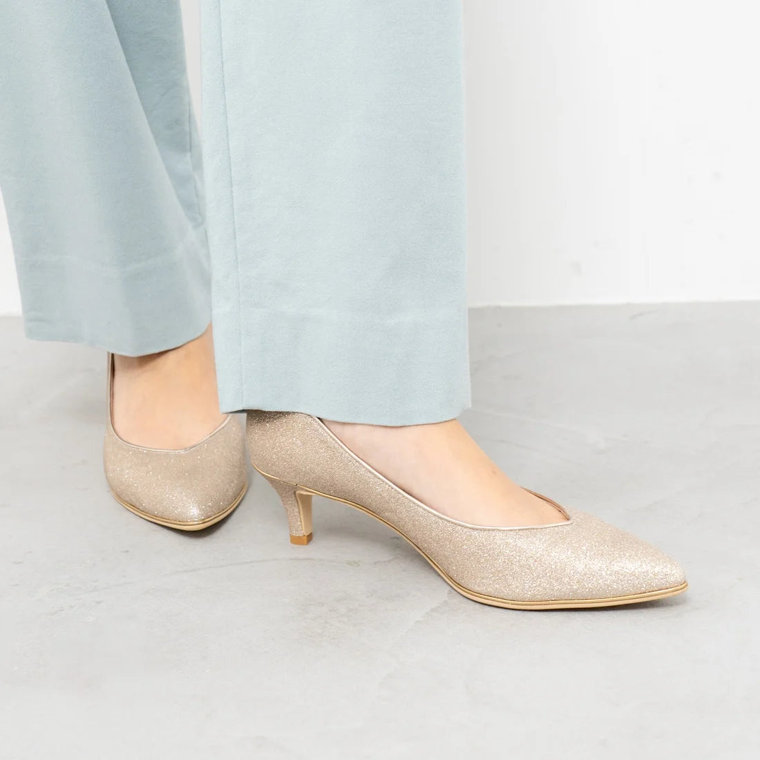 日本製 Launa Lea Rich 5cm Gold Line高跟鞋 (80009E)  (白金色 Z / Platinum Z)