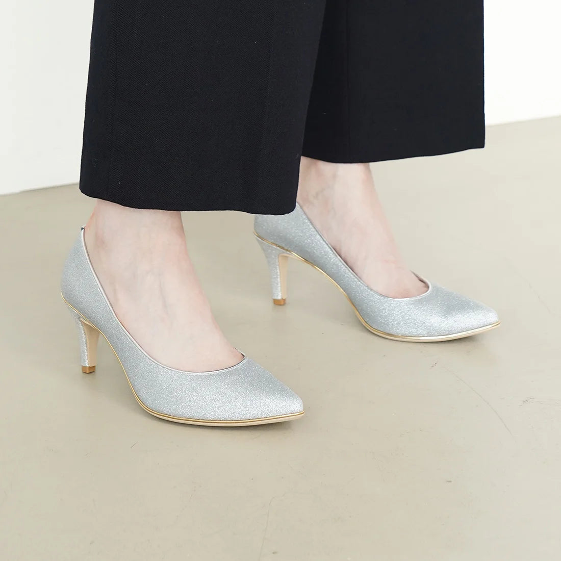 日本製 Launa Lea Rich 7cm Gold Line高跟鞋 (80001E) (銀色 Z/C / Silver Z/C)