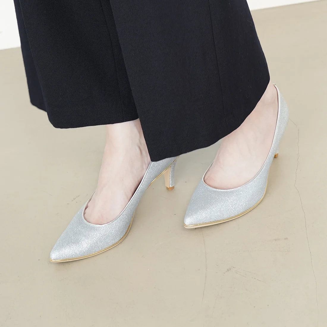 日本製 Launa Lea Rich 7cm Gold Line高跟鞋 (80001E) (銀色 Z/C / Silver Z/C)