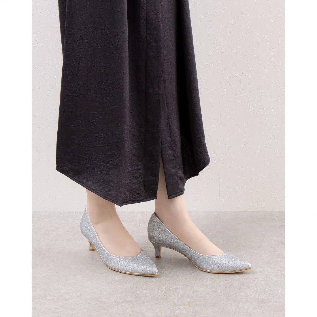 日本製 Launa Lea Rich 5cm Gold Line高跟鞋 (80009E)  (白金色 Z / Platinum Z)