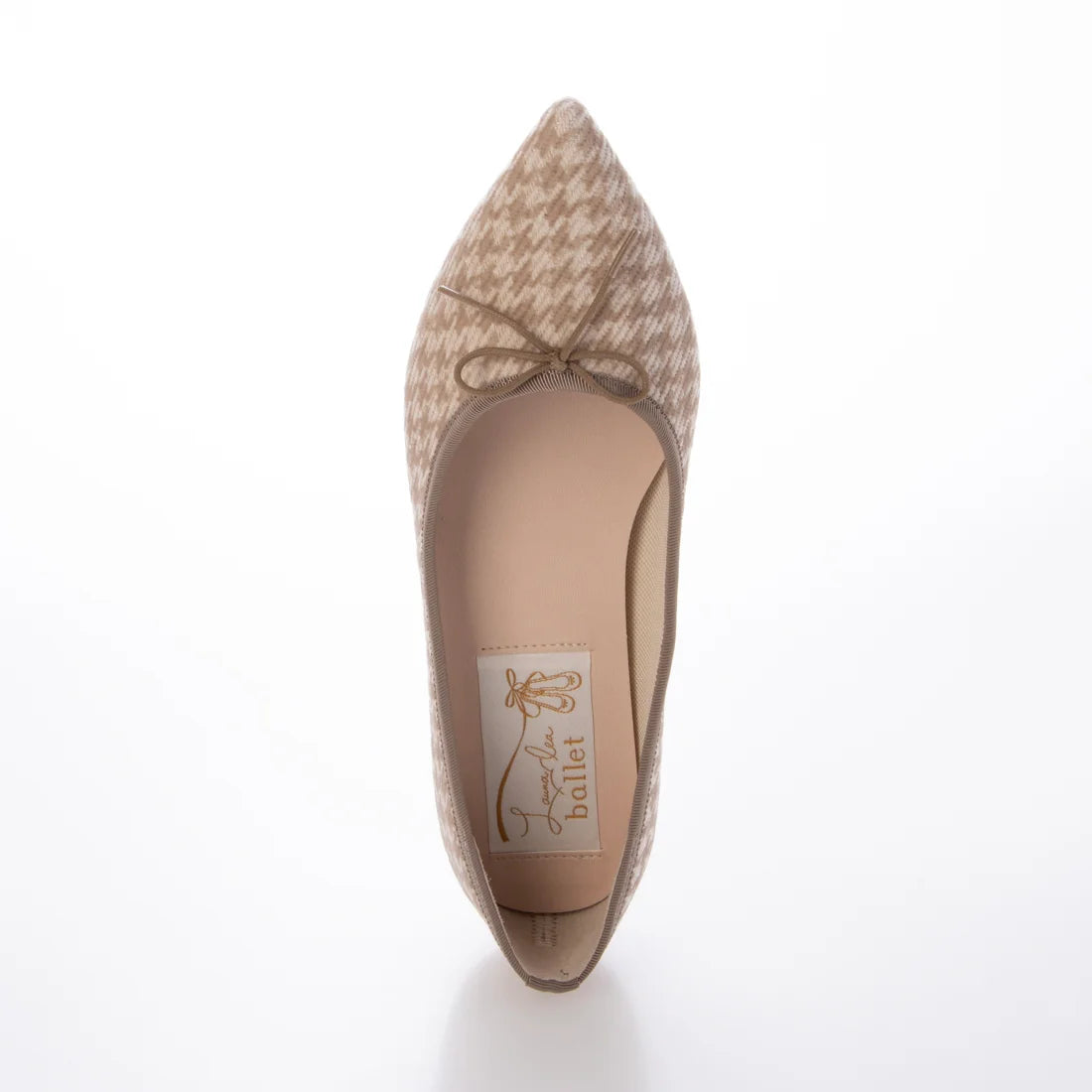 【新品】日本製 Launa lea 尖頭絨毛蝴蝶結芭蕾平底鞋 (B4613A) (千鳥杏色 Z/C / Beige Z/C) (副本)