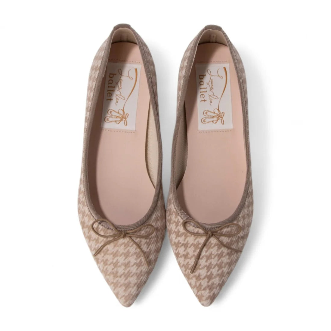 【新品】日本製 Launa lea 尖頭絨毛蝴蝶結芭蕾平底鞋 (B4613A) (千鳥杏色 Z/C / Beige Z/C) (副本)