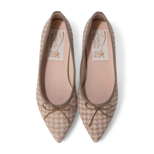 【新品】日本製 Launa lea 尖頭絨毛蝴蝶結芭蕾平底鞋 (B4613A) (千鳥杏色 Z/C / Beige Z/C) (副本)