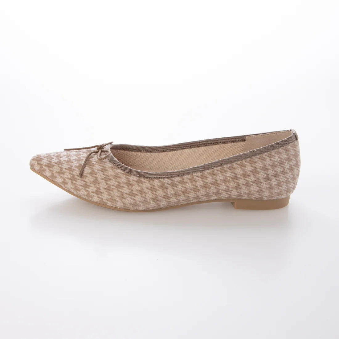【新品】日本製 Launa lea 尖頭絨毛蝴蝶結芭蕾平底鞋 (B4613A) (千鳥杏色 Z/C / Beige Z/C) (副本)