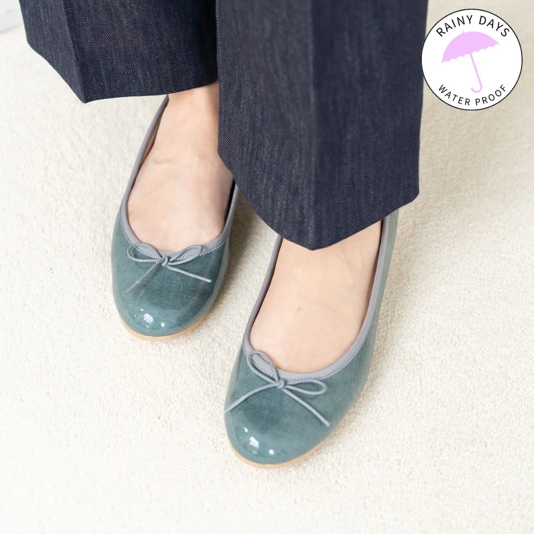 日本製[23AW]Launa lea芭蕾RainyDay圓頭芭蕾舞鞋(RB1402A)(Blue GreenE/C) （ブルーグリーンE/C）