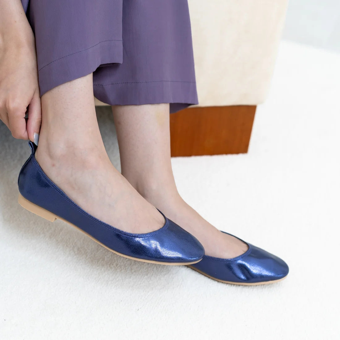 日本製 [23AW] Launa lea ballet 金屬圓頭芭蕾舞鞋 (B3004) (Navy)