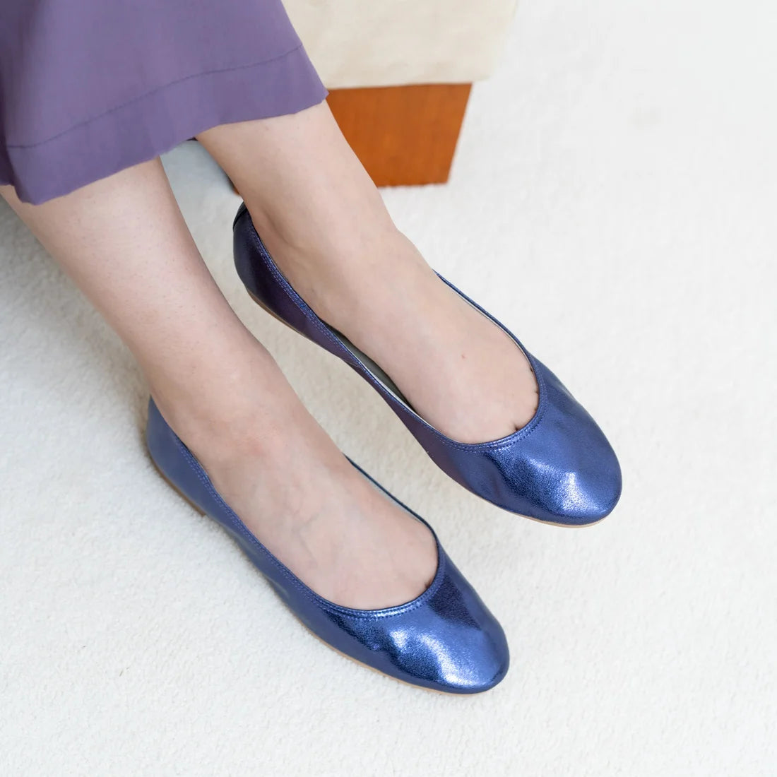 日本製 [23AW] Launa lea ballet 金屬圓頭芭蕾舞鞋 (B3004) (Navy)
